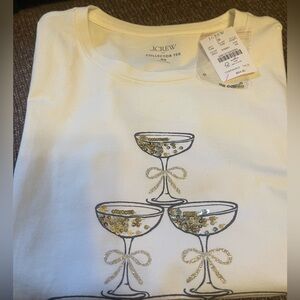 NWT J. Crew White and Gold  Sequin Collection Tee